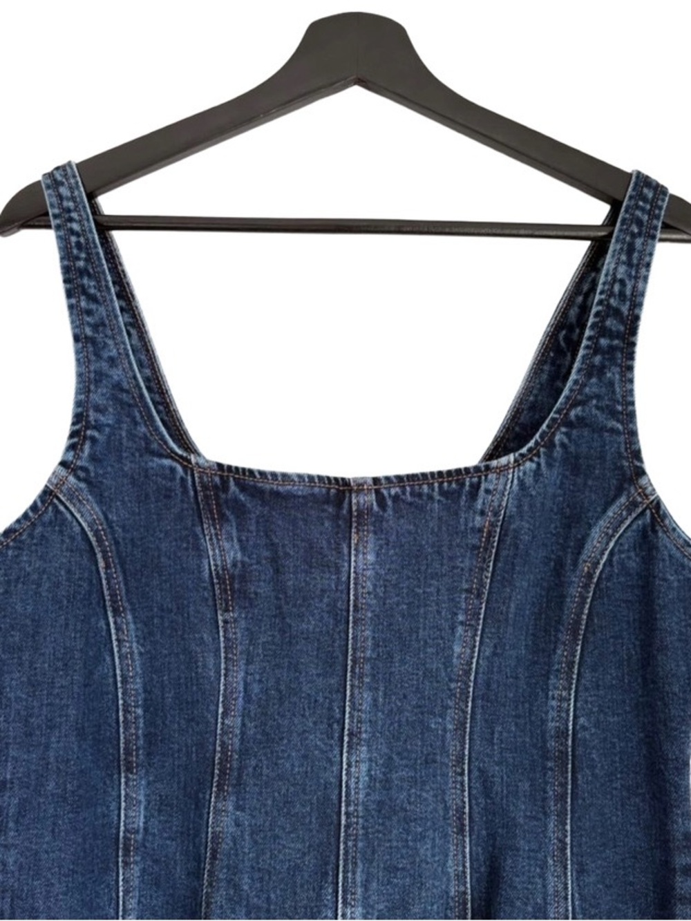 Dynamite Dark Blue Denim Mini Dress Fit And Flare Corset Bustier Flattering Cami - Picture 3 of 6